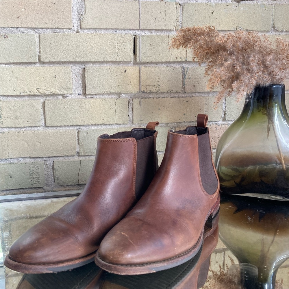 Johnston & Murphy Brown Faux Leather Ankle Boots
